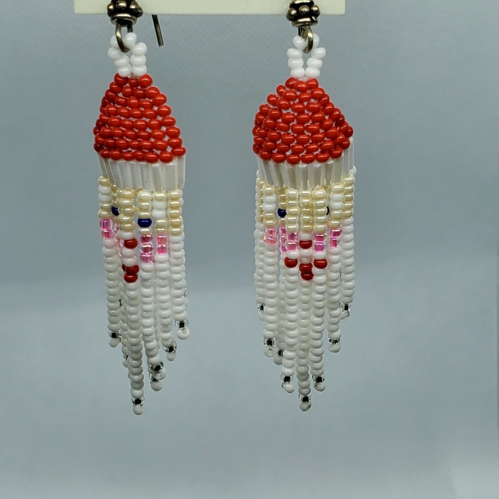 Handmade Santa Claus Native beaded earrings